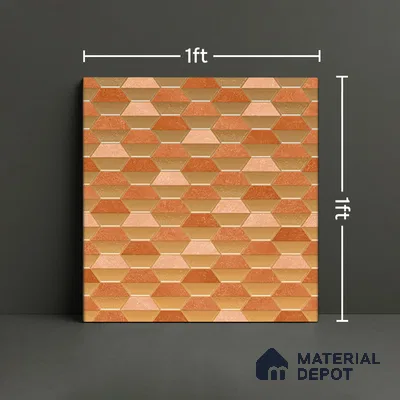 Geometric Wall & Floor Tile TL 07237 E Alpi 8003 GLM (Gold) 1 ft x 1 ft Ceramic Matte Finish - 9 mm  | 2 mm Spacer is Mandatory | Please Expect a Slight Variation of Pattern (Sample)